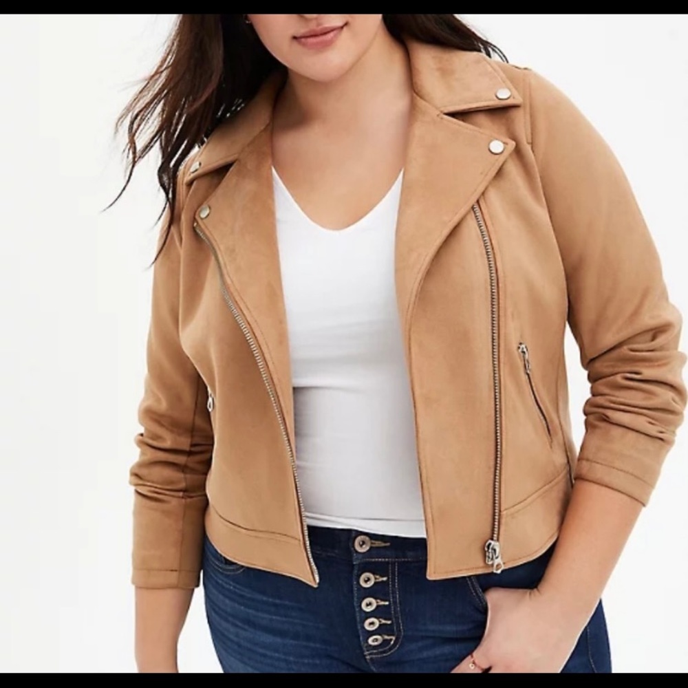 Torrid tan faux suede moto jacket. Size 2. No tags but never worn.
